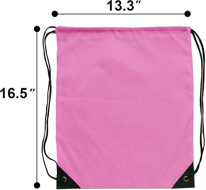 Drawstring Bags Bulk 14 Pcs Drawstring Backpack Bulk Cinch Bag Sackpack for Men Women Gym (Pink)