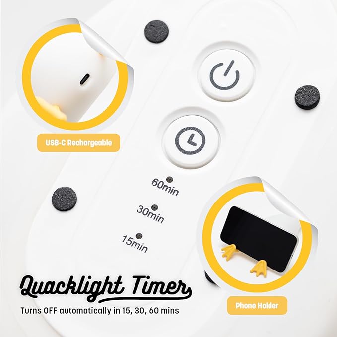 Kawaii Duck Ambient Light, Color Changing, Soft to Touch Silicon, USB Rechargeable, Various Timer Settings, Tap Control