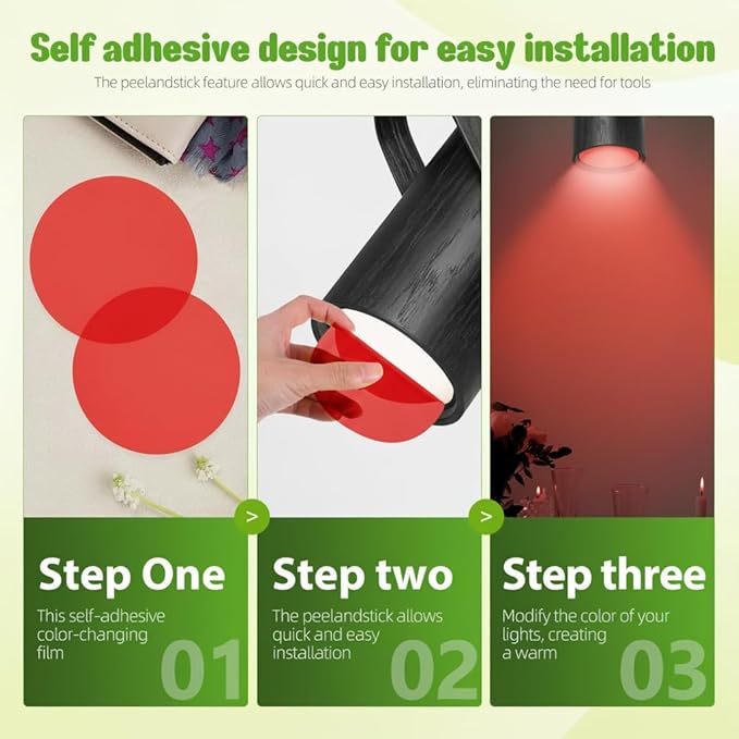 5pcs 10cm Dimming Diffuser Film Ambient Lighting Gel Warm Color Filters Round Light Diffuser Film Sheet for Led Ceiling Spotlight, Video Light, Red