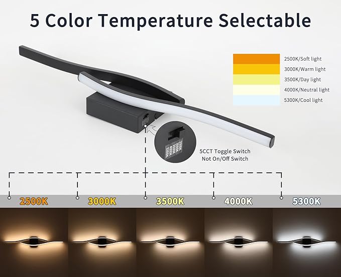 Joossnwell Bathroom Vanity Light Modern Bathroom Lighting Fixture Over Mirror 31.5 Inch Black Vanity Light Bar Dimmable 5CCT Vanity Lights Led Bath Wall Lamp