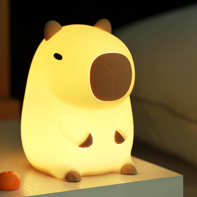 Attivolife Capybara Night Light for Kids, Animal Silicone Night Lamp USB Rechargeable, Touch Control with Dimmable & Timer, Cute Home Bedside Decor Portable, Kawaii Birthday Xmas Gift for Girl Boy