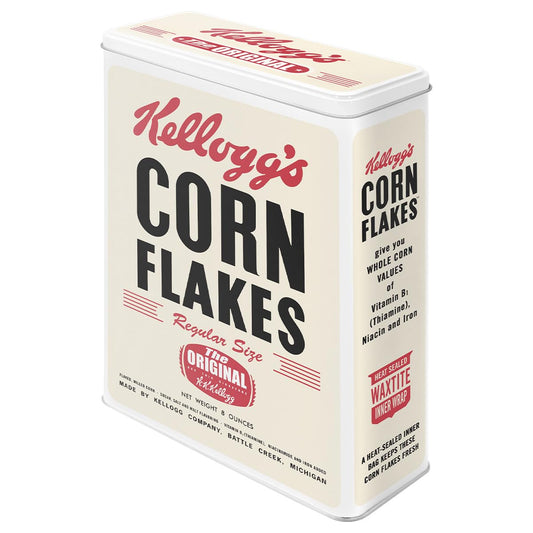 Nostalgic-Art Retro storage tin box XL, 135.3 oz, Kellogg's – Corn Flakes Retro Package – Gift idea for the kitchen, Official License Product (OLP), large metal cornflakes can, vintage design