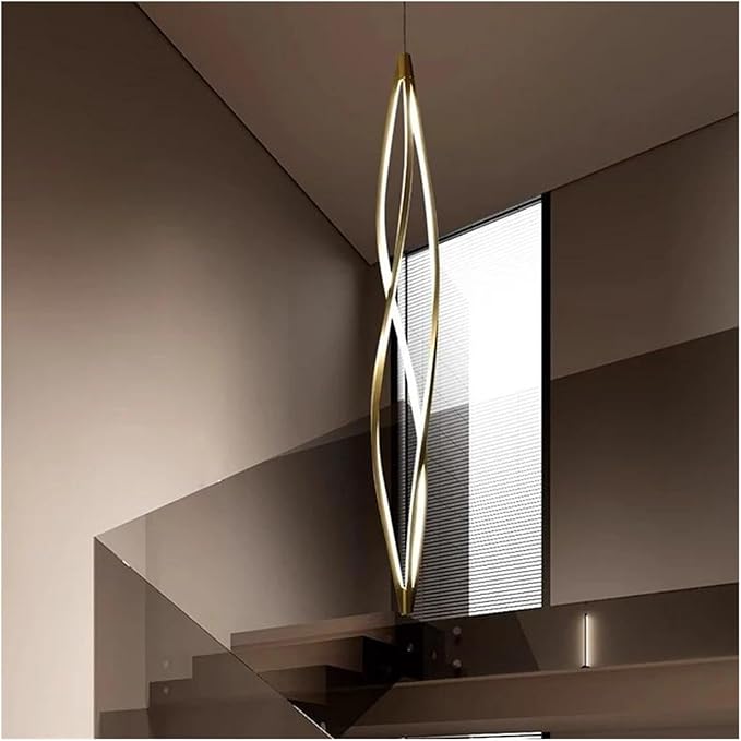 Modern Home Decor Led Lights Pendant Light Lamps Forstaircase Chandeliers for Living Room Hanging Indoor Lighting,Modern LED Chandelier(RC Remote dimming,Gold 150cm)