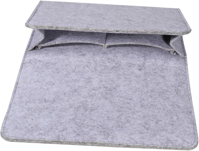 Zerodeko Bedside Storage Organizer Space-Saving Felt Pocket for Laptop Magazines Remote and Glasses Minimalist Design for Easy Access Bedroom Dorm Light Grey
