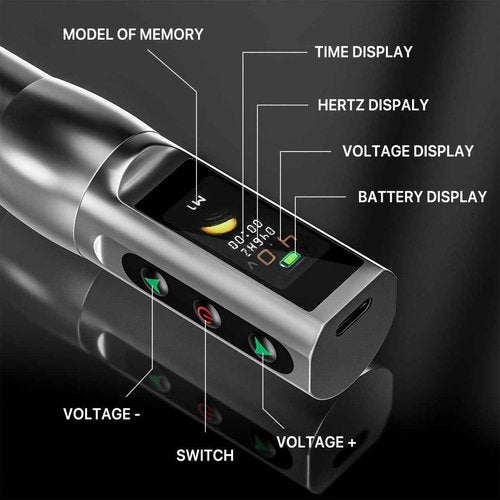 Neebol Wireless Tattoo Pen Kit, Superlight Rotary Tattoo Gun, Screen Display, Complete Cordless Tattoo Kit, Microblading Machine, PMU Machine, Eyebrow Machine, for Beginners and Professionals, Black