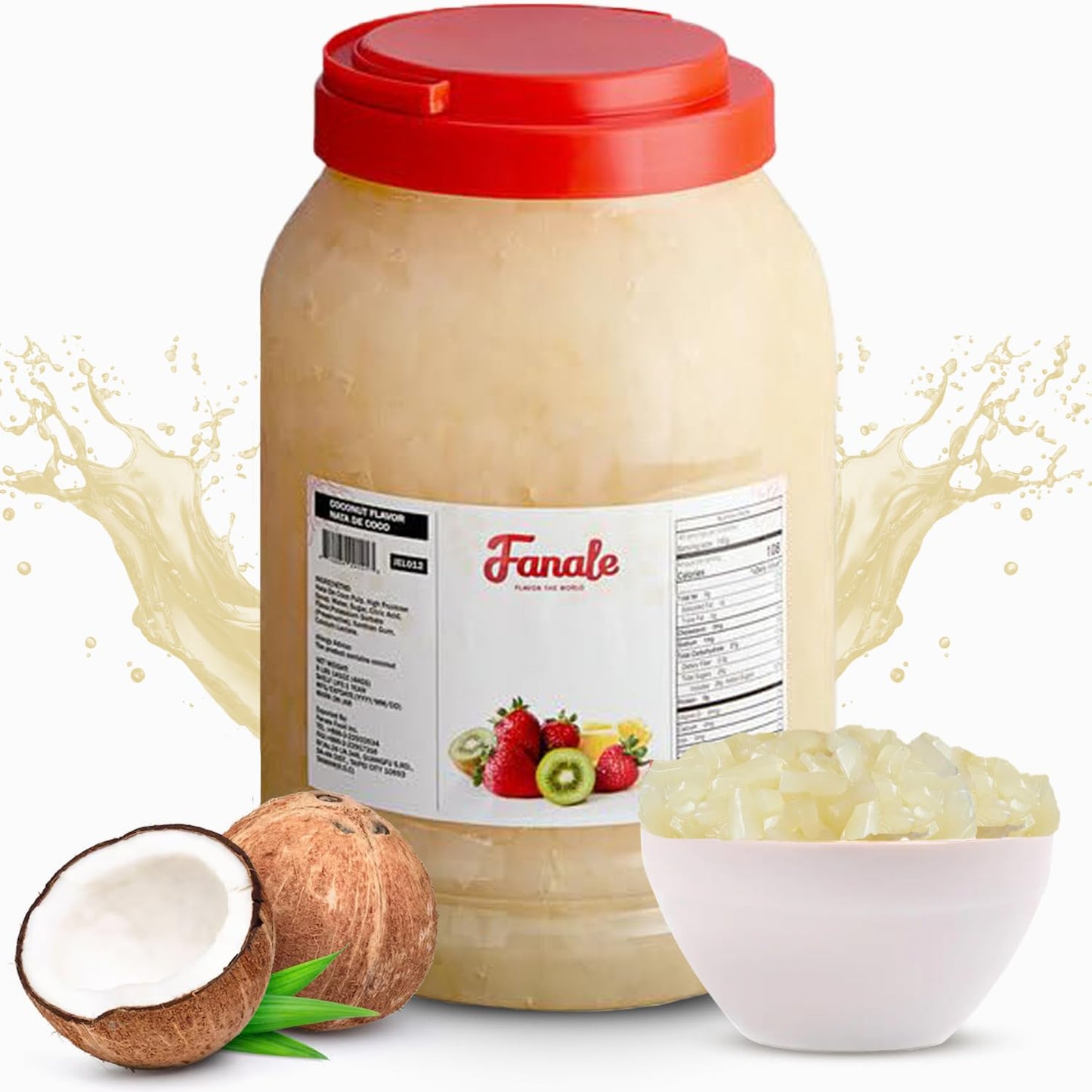 New Fanale Coconut Jelly Topping nata de coco for Boba Tea | Ice Cream | Yogurt | Smoothie | Milk Tea | Desserts Coconut, 8.3 pound (Pack of 4) | JEL012-CS