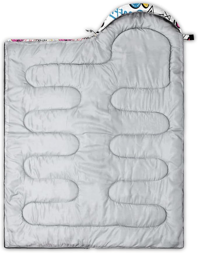 AILONEN Kids Floral Cat Camping Sleeping Bags,Lightweight & Waterproof,3 Season Warm & Cool Weather,Kawaii Kitten Sleeping Bags for Girls Adults,Travelling,Outdoors