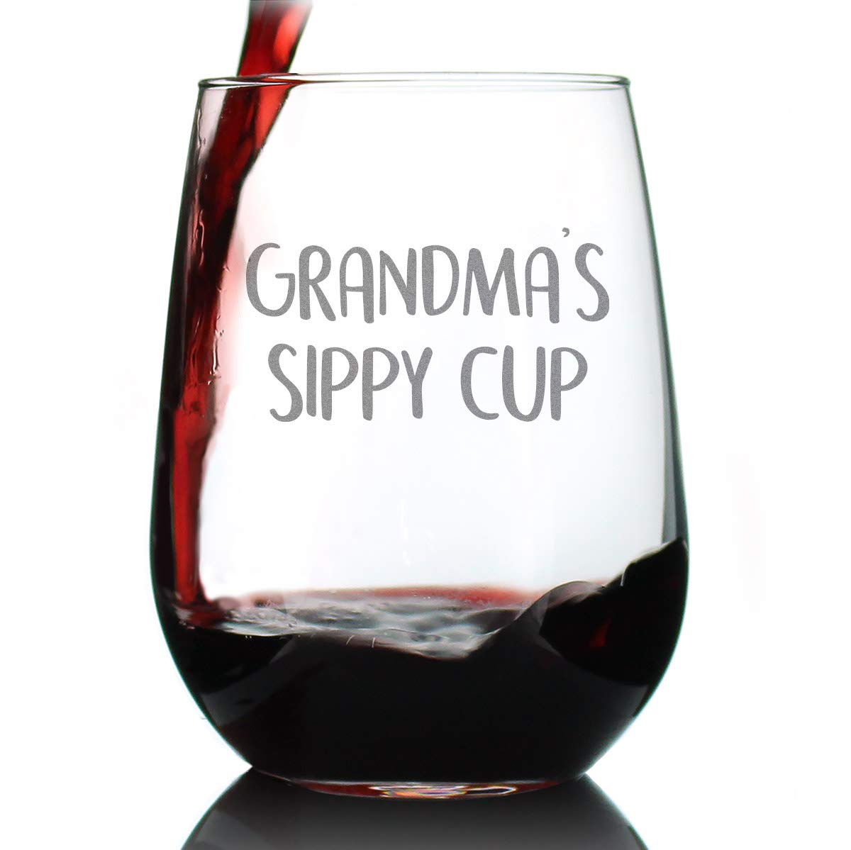 Bevvee Grandma's Sippy Cup - Stemless Wine Glass Gift for Grandmothers - Cute Birthday Glasses - Large 17 Oz