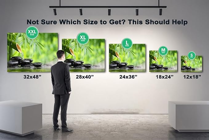 Zen Wall Art Decor, Modern Bathroom Zen Decor Wall Art, Canvas Wall Art for Spa Zen Room Decor, Green Bamboo Forest and Black Pebble Relaxing Art Prints for Office & Spa Wall Decor 24x36 Inches
