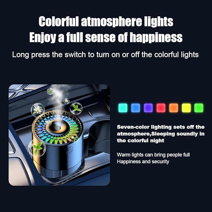 Car Humidifier, Car Diffuser, 300ml Car Diffusers for Essential Oils, Smart Car Air Freshener Diffuser, USB Cool Mist Humidifier Diffuser, 7-LED Color Changing, for Car Home Office Bedroom (Cologne)