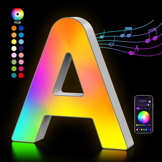 OJQ Light Up Letters Led Lights- Marquee Letters for Boy Girl Gift Room Decor Wall Lights - Music Sync Color Change Colorful, Birthday Gifts for Girl, Teen Girls Gifts Home Wall Decor