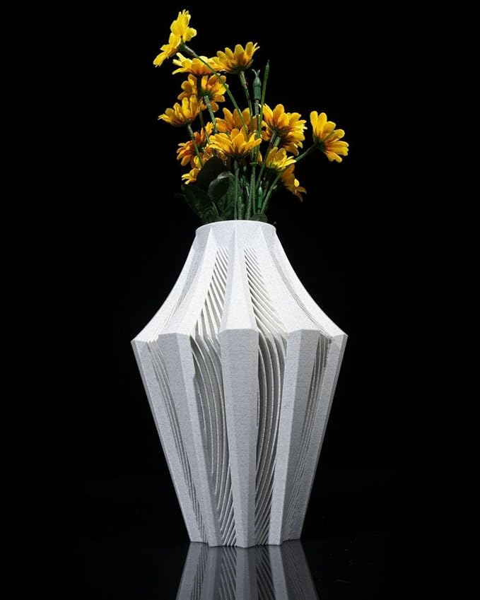 Aether Gray Vase – Modern Architectural Design | Eco-Friendly Home Decor (Primary color:Red;)