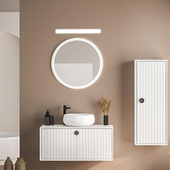 NUOBESTY 24w Led Makeup Light Mirror for Bathroom Vanity Brightness Fog Design Modern Front Light Fixture for Makeup Application and Grooming