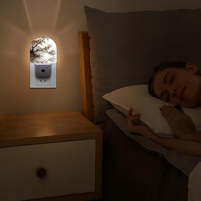 Night Lights Plug Into Wall, Misty Wash LED Smart Light Sensor Night Light Auto Dusk to Dawn for Hallway, Bedroom, Bathroom, Stairway