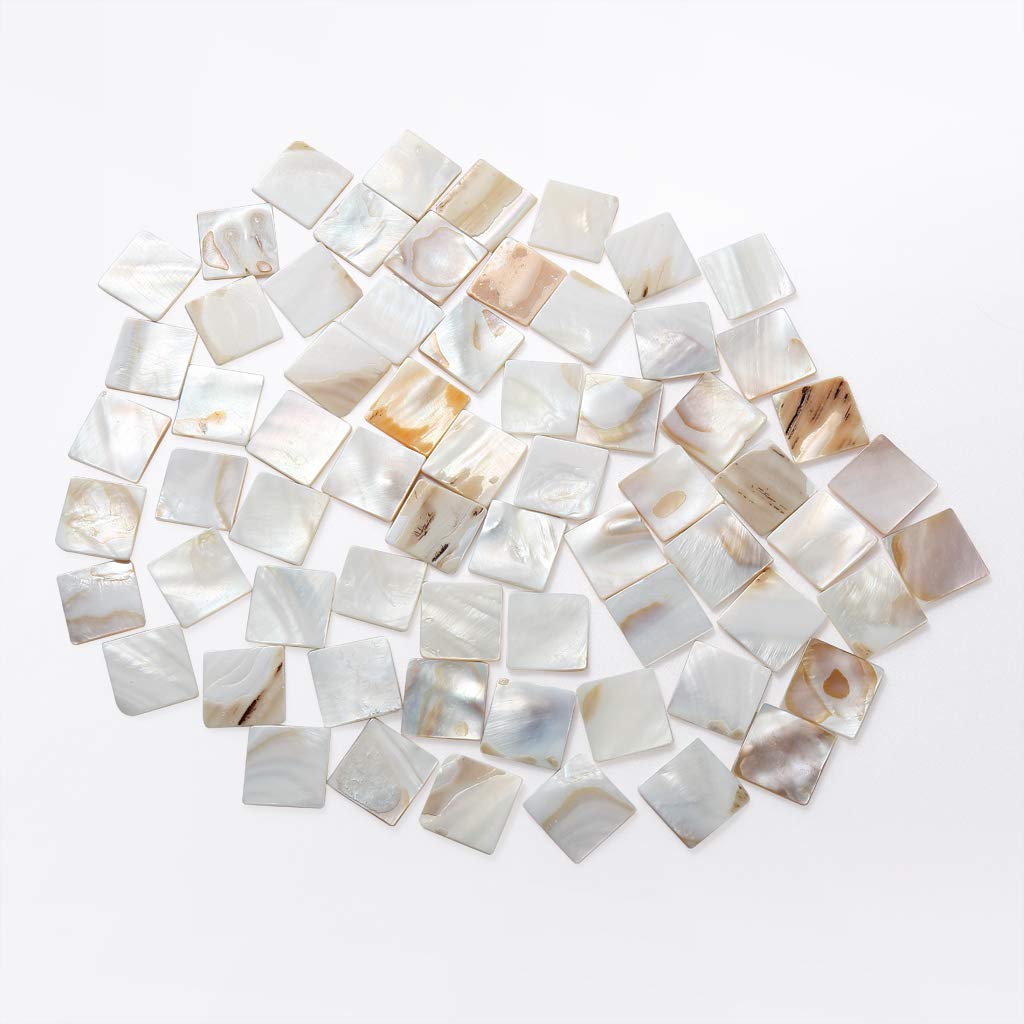 MDLUU 350Pcs Mother of Pearl Mosaic Tiles, Natural Shell Tiles, Square Mosaic Pieces for Home Decoration, Crafts, 0.8"(L) x 0.8""(W) x 0.078""(T)"