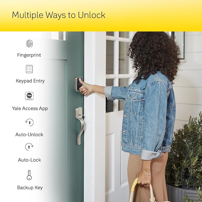 Yale Assure Lock 2 Touch Deadbolt, Black Suede Key-Free Smart Entry Door Lock with Bluetooth Connected Keypad and Fingerprint Scanner for Code Entry (No Wi-Fi), YRD430-F-BLE-BSP