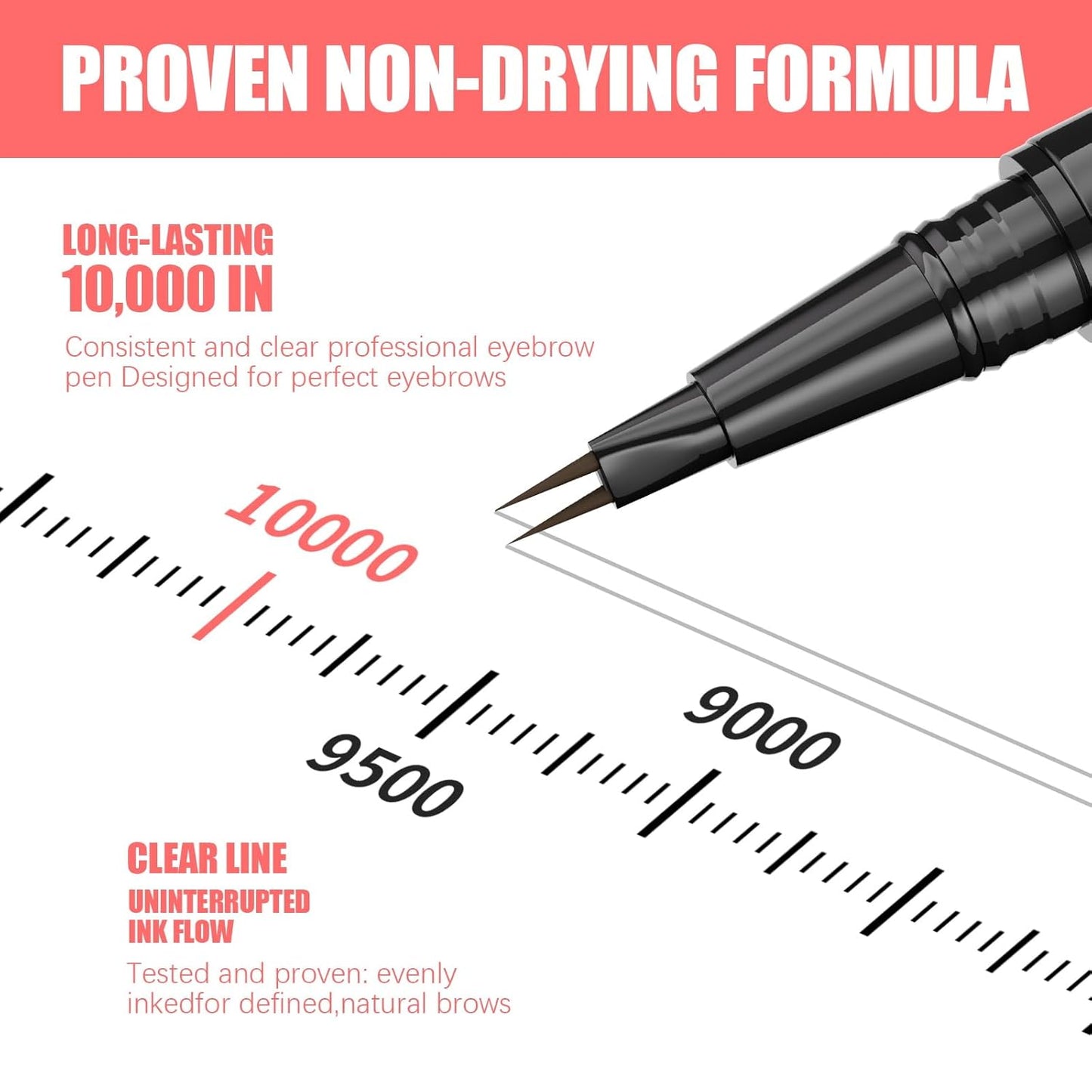 Eyebrow Pen, Microblading Eyebrow Pencil for Natural Hair-Like, Fast & Precise Faux Brow Pen with Double Brush Tip, Waterproof Long-Lasting, Filling Eyebrow Pencils for Women, Black Brown