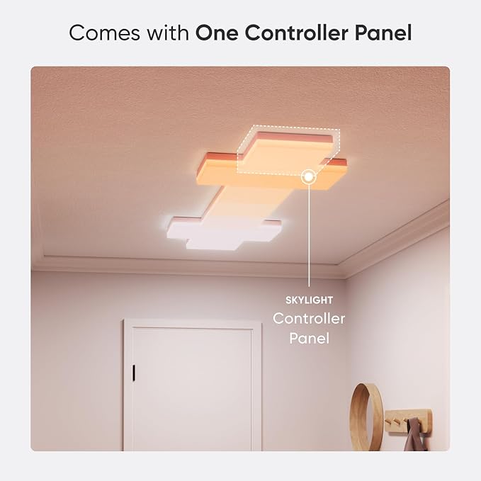 Nanoleaf Smart Ceiling Light, RGBCW LED Ceiling Lights Compatible with Alexa, Flush Mount Light Fixture with 16M+ Colours & Dynamic Scenes, Music Sync, 2700K-6500K Dimmable, Skylight Expansion 1PK