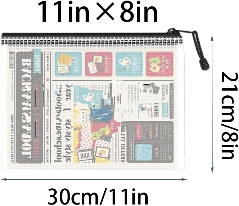 Mesh Pouch Bag,B5 Zipper Bag for Organizing Storage, Waterproof Zipper Pouch, 8" x 11"/21cm x 30cm, File Bag for School and Office Supplies (Black)
