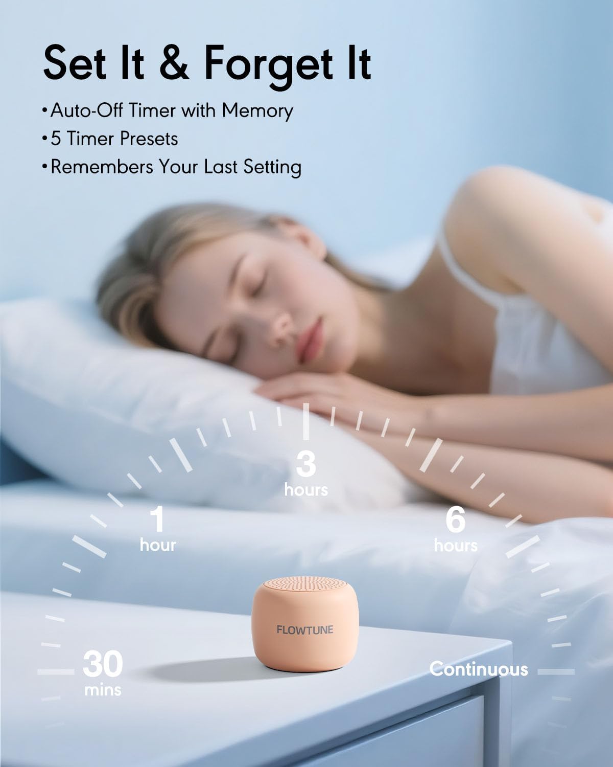 Sound Machine Flowtune White Noise Machine for Baby Adults, Mini Portable Sound Machine for Travel, 6H Timer, 18 Soothing Sleep Sounds Gift (Peach)