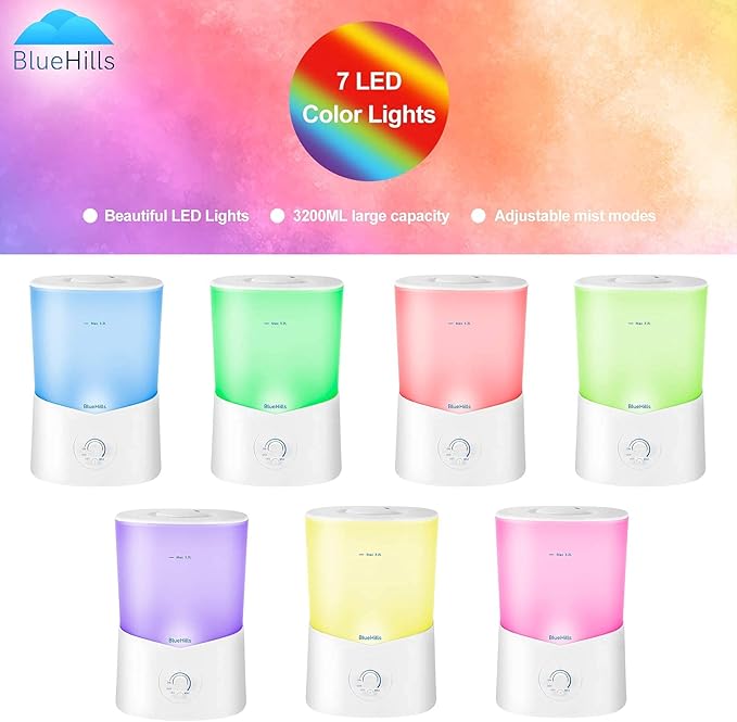 BlueHills Premium Large 3000 ML and 2500 ML XL Essential Oil Diffusers Humidifier Combo Set of 2 for Large Room Home with Décor LED Lights Great Gift – Value Pack of White