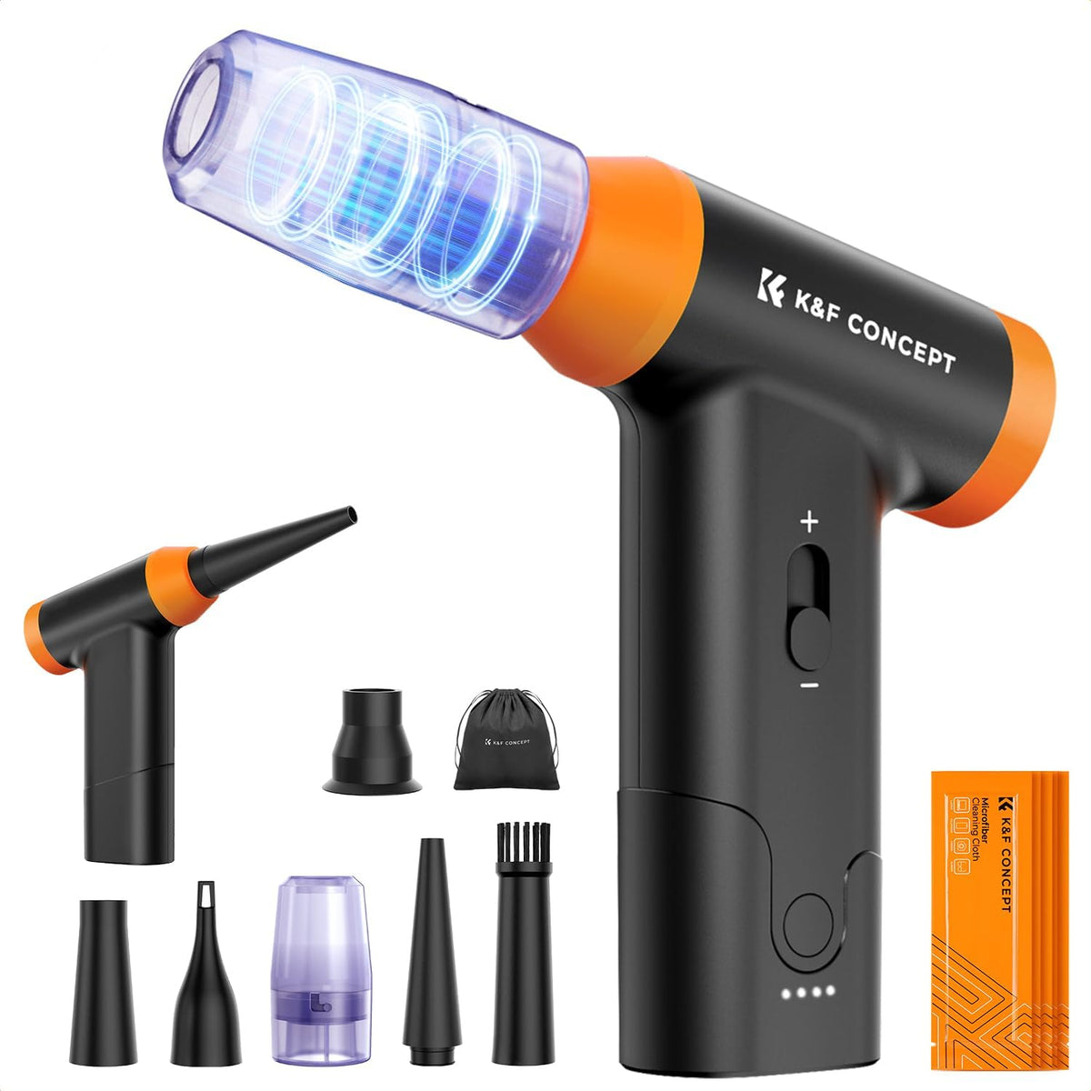 K&F Concept Blower & Suction 2 in 1 Compressed Air Duster, 150000RPM Super Power Electric Air Duster, Stepless Speed Regulation, Portable Dust Blower for Computer, Keyboard, House, Outdoor and Car