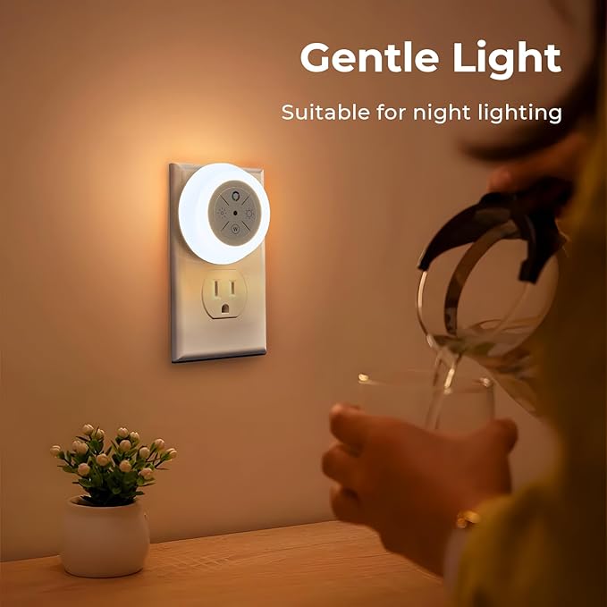 Dawnrise Night Lights Plug Into Wall, Dusk to Dawn Sensor, 12-Color Changing Led Plug in Night Light Dimmable for Bedroom, Stairs, Kitchen, Hallway, Utility Room, Kids Room (4 PK)
