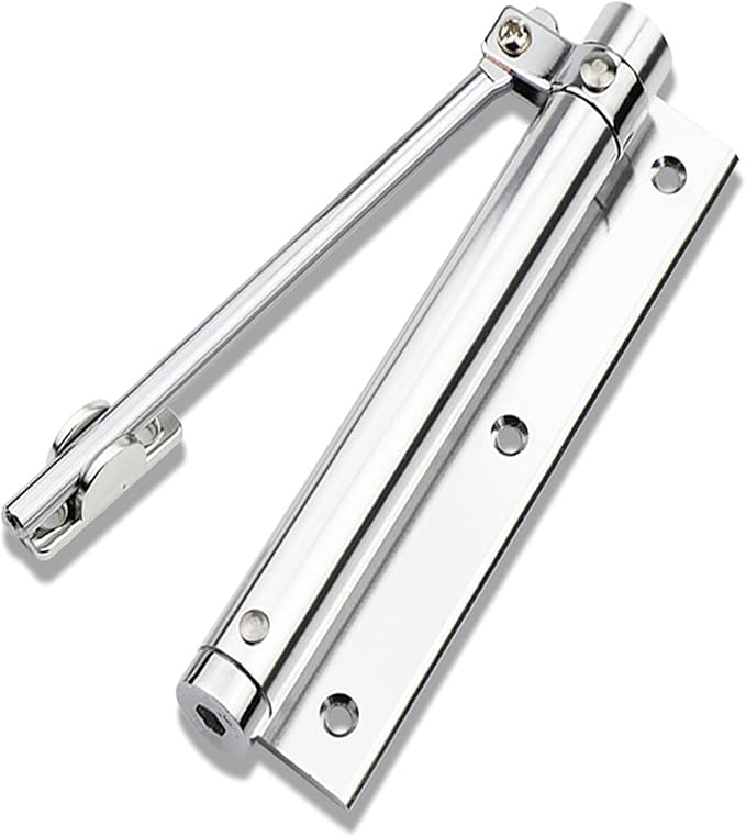 zeng Automatic Door Closer, 304 Stainless Steel, Surface Mounted, Adjustable Spring, Commercial and Residential (Silver)