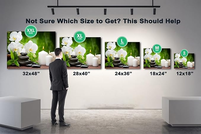 GUTTATY Zen Wall Art Decor, Modern Bathroom Zen Decor Wall Art, Large Canvas Wall Art for SPA Zen Room Decor, Green Bamboo and Pebble Relaxing Zen Art Prints for Office & SPA Wall Decor 28x40 Inches