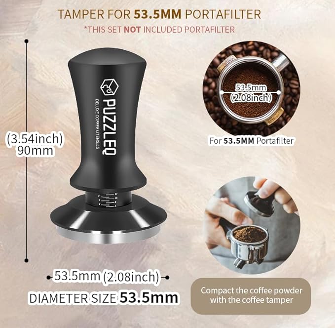 54mm Espresso Accessories Kit, Spring Loaded Calibrated Tamper,mat，WDT Tool，Dosing Funnel，Puck Screen kit，Basket Removal Tool ，Cleaning ClothSet,Fits 54mm Breville Espresso Coffee Machines (54MM)