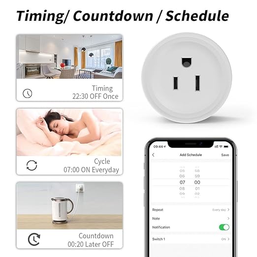 WiFi Smart Plug | Smart Outlet Compatible with Alexa & Google Home | Timer & Remote Control Smart Switch | No Hub Required 2.4GHz (4)