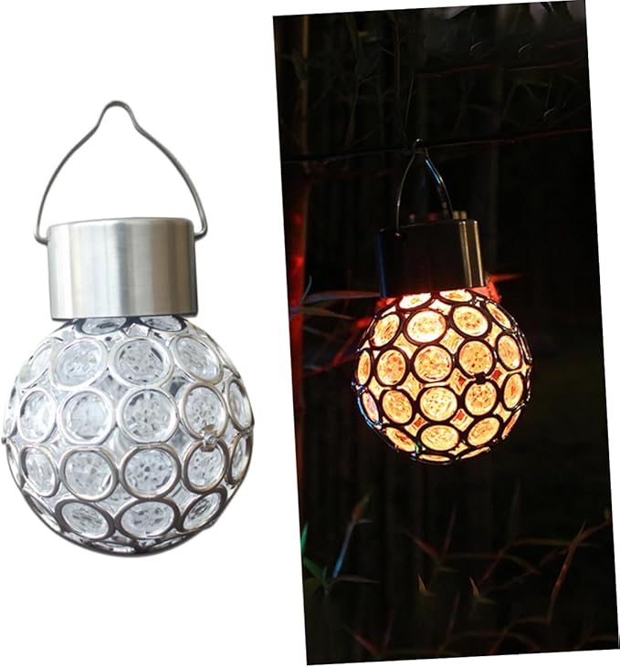 Mipcase 4PCS Solar Hanging Lamp Set Waterproof Decorative Lights for Outdoor Use Hollow Design Warm White Illumination for Gardens and Patios