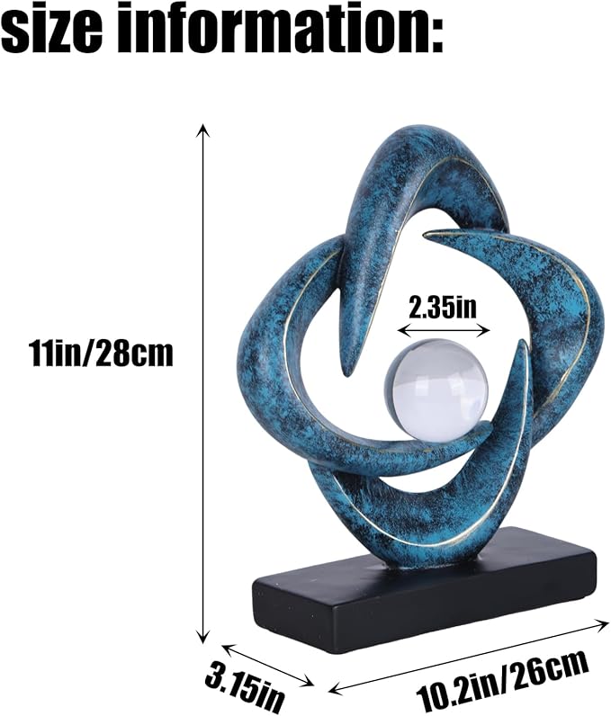 Abstract Art Sculpture, Resin Gold Decorative Statue, Modern White Ornaments for Living Room, Decorativas Modernas for Coffee Table/Entryway/Office Collectibles (Blue&Gold)