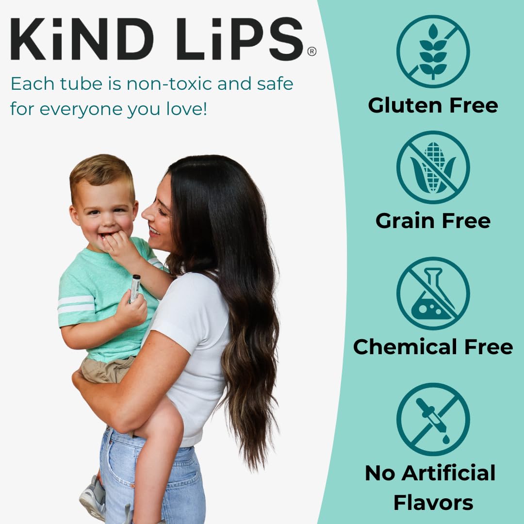 Kind Lips Lip Balm - Nourishing & Moisturizing Lip Care | for Dry Chapped Lips | Infused with Shea Butter & Beeswax | Unscented | 0.15 Ounce (Pack of 5)