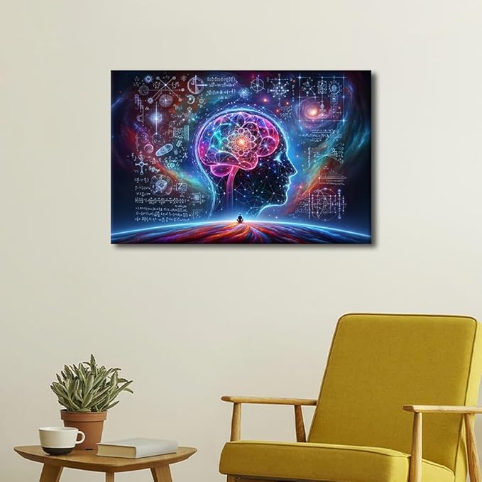 TUMOVO Canvas Wall Art AI Print Artwork Canvas Bedroom Wall Decor Modern Technology Art Work Robot Brain Wall Art for Living Room Office Artificial Intelligence Pictures for House 16" Wx24 Hx1 Panel