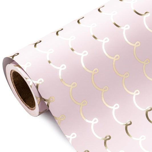 WRAPAHOLIC Jumbo Pink Wedding Wrapping Paper - 30 Inch x 33 Feet - Foil Girls Birthday Wrapping Paper for Birthday, Wedding, Baby Shower, Bridal Shower