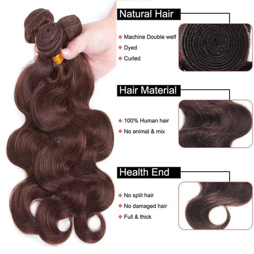 Condescension Brazilian Human Hair Bundles 20 22 24 Inch Body Wave 3 Bundles Human Hair 100% Unprocessed Remy Brazilian Virgin Weave Hair Chocolate Brown 4 for Women