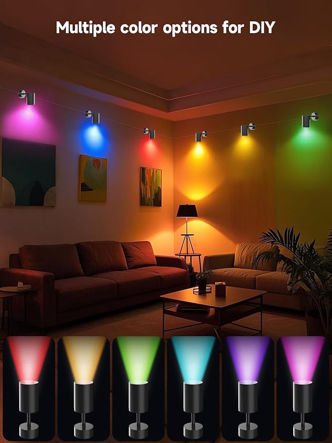 LED Spot Lights, Color Changing Wall Light with APP & Remote Control, Music Sync, Ambient Lighting Indoor Spotlight Lamp for Living Room Bedroom Christmas Decor