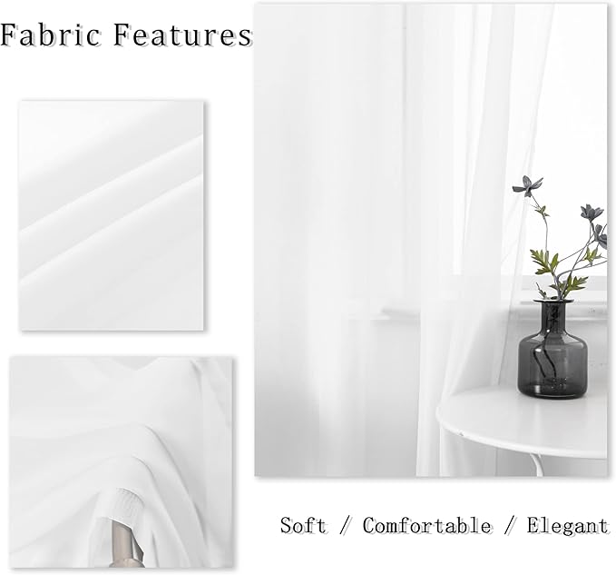 DUALIFE White Voile Sheer Curtains Grommet,Look Semi Sheer Windows Panels,Elegant Solid Color Touch Soft Drapes, 52X120 Inch for Living Room Bedroom,Set of 2 Panels