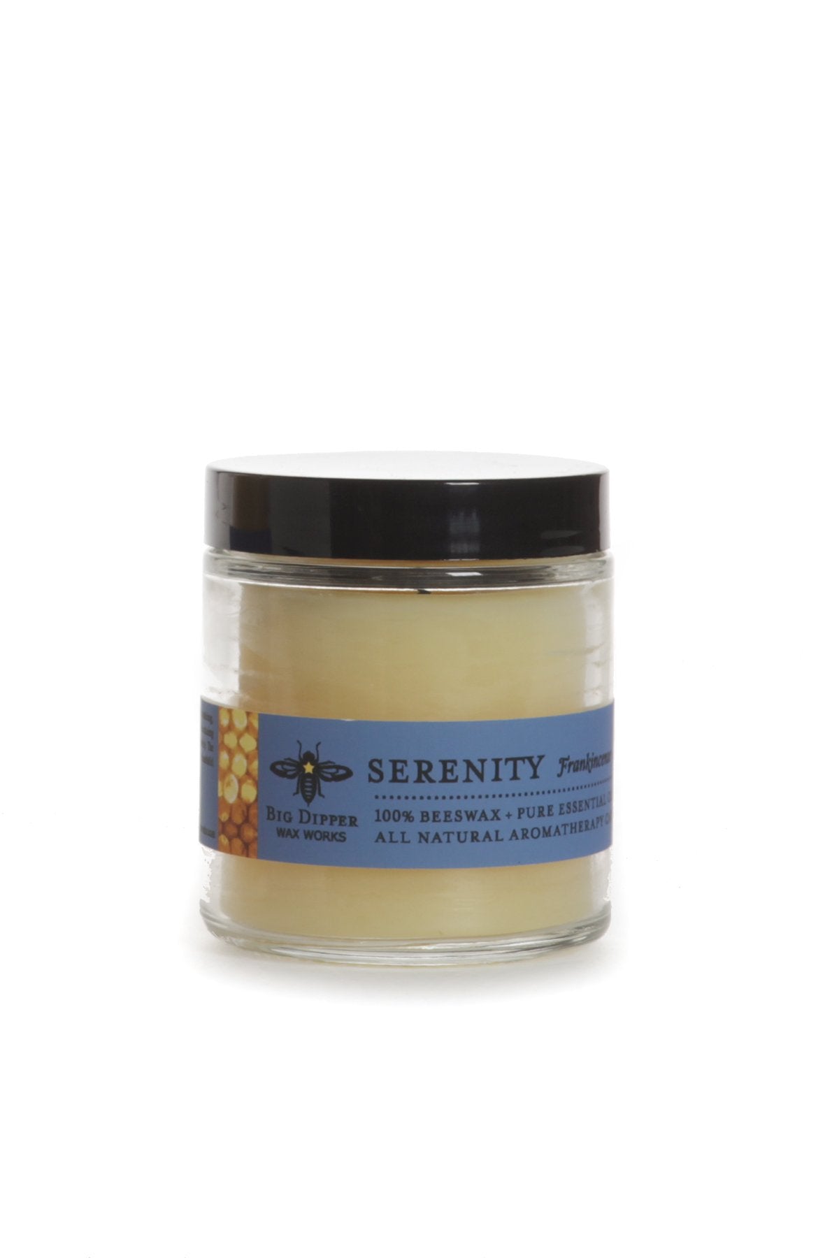 Big Dipper Wax Works Beeswax Aromatherapy Candle, Serenity, Apothecary Glass, Frankincense & Lavender Scented, 25-Hour Burn, Pure Essential Oils, 2" x 2.5"