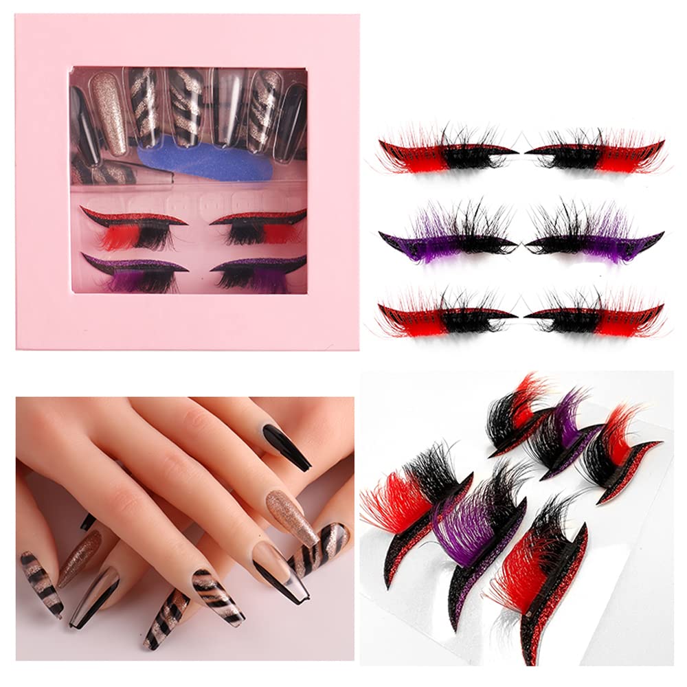 HBZGTLAD 3 in1 color eyeline Press On Nail with Eyelash Packing Boxes Set Package Pink White DIY Lashes and Nail Suit Box 1setâ¦ (SET-51)