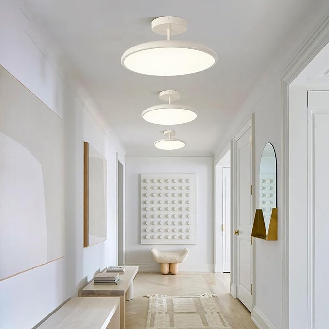 KCO Lighting Cream White Flush Mount Ceiling Light Large LED Kitchen Ceiling Light Modern Hallway Ceiling Lights Mid Century Traditional Ceiling Lighting for Bathroom Stairway