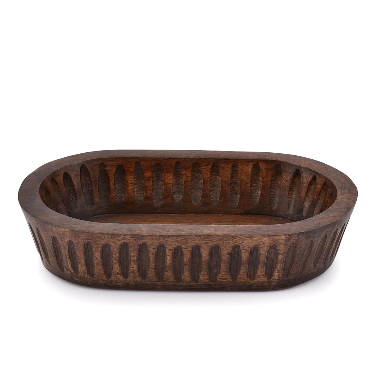 Samhita Mango Wood Decorative Bowls for Home Décor, Decorative Long Wooden Bowl for Table Centerpiece (10" x 6"" x 2"")"
