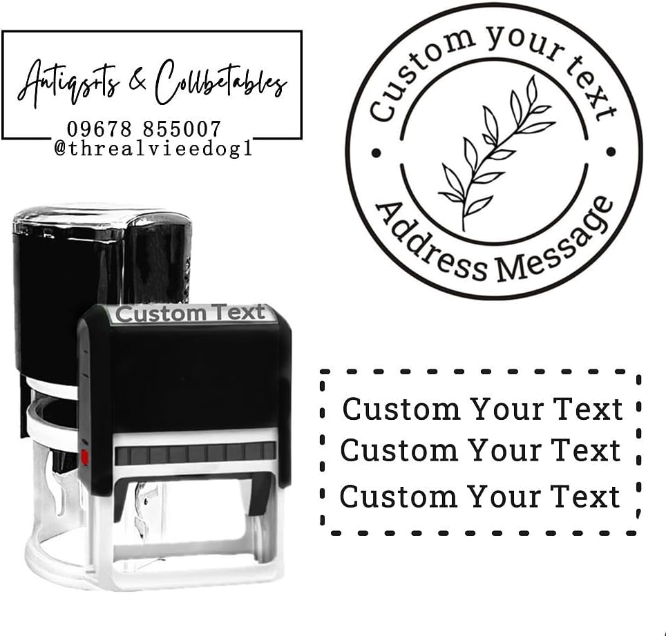Multi-Size Custom Stamps Self Inking Personalized Logo Name Image Return Address Rubber Stamps for Office Business Personal Use (Rectangle-1.2x2.0inch)