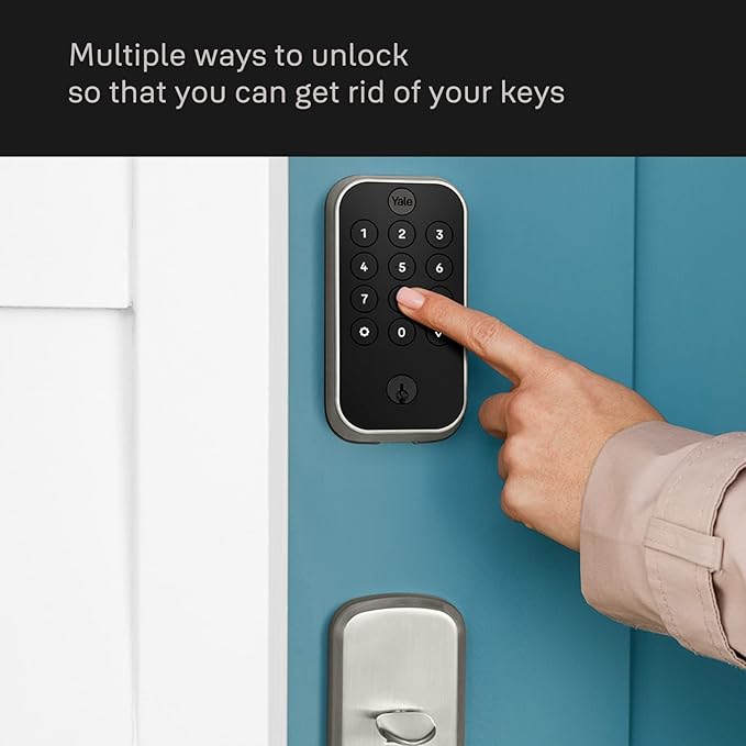 Yale Security Assure Lock 2 Deadbolt, Satin Nickel Keyed Smart Entry Door Lock with Wi-Fi Connected Keypad for Code Entry and Remote Access, YRD410-WF1-619