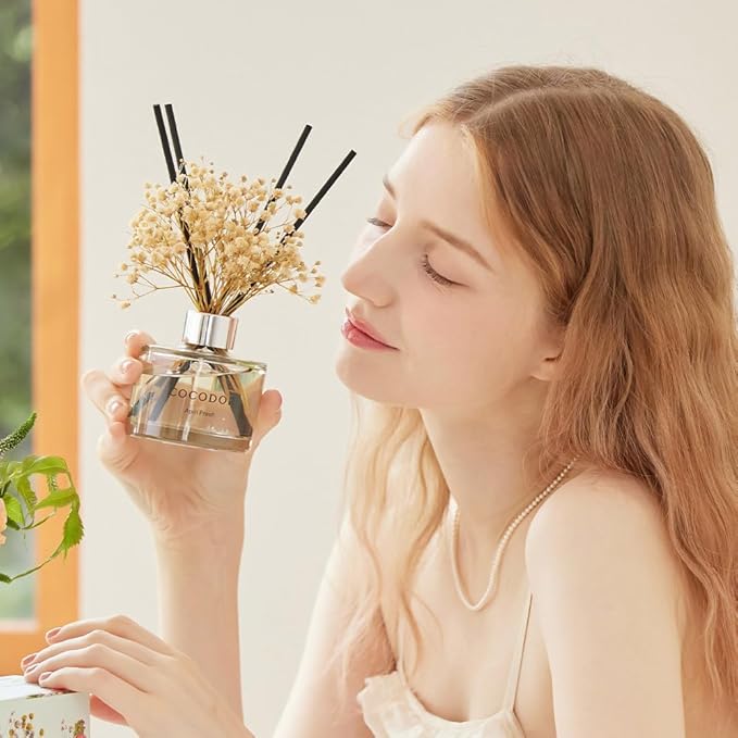 COCODOR Preserved Flower Reed Diffuser/Flower Garden/6.7oz/1Pack / Home Fragrance Scent Essential Oil Stick Diffuser for Bedroom Bathroom Home Decor