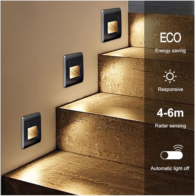 LED Wall Lamp PIR Motion Sensor Stair Case Light AC85-265V Recessed Step Lamp Corridor Lighting Indoor Wall Lighting Gold