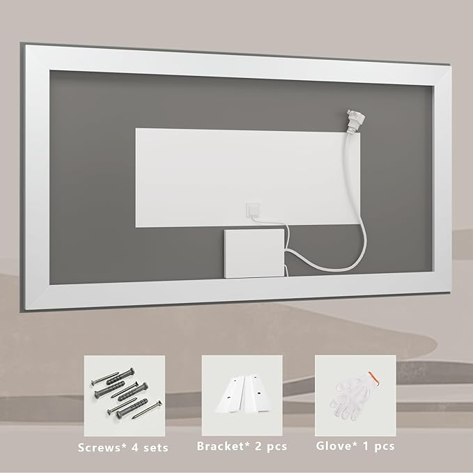 50x36 LED Lighted Bathroom Mirror for Wall, Large Vanity Mirror with Lights, Dimmable, Anti-Fog, Shatter-Proof, ETL Listed (Front lit + Backlit)