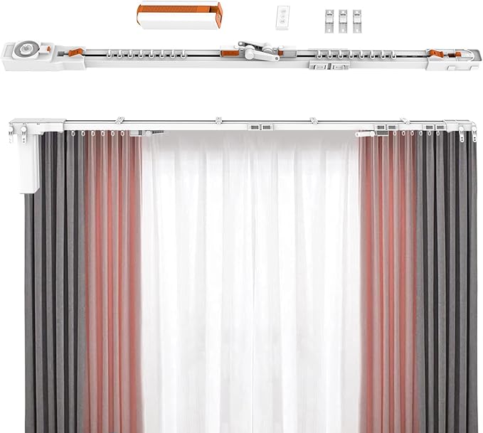 Electric Ceiling Curtains Track Kit with Hooks, Automatic Curtain Smart Curtians System, Multiple Sizes Wall Mount Curtain Track for Living Room Bedroom Room Divider,White,7m/22.9ft