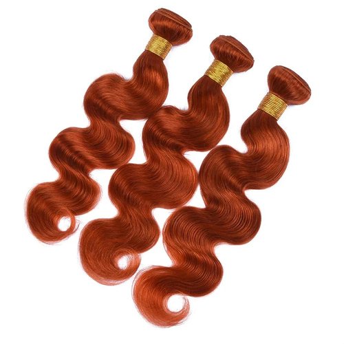 Biliisyff Ginger Bundles Color 350 Orange Body Wave Human Hair Bundle Ginger Orange 18 20 22 Inch Peruvian unprocessed Virgin Remy Hair Extensions Body Wave